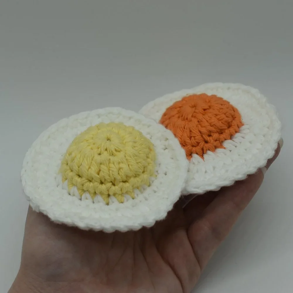 Handcrafted Crochet Fried Egg Catnip Toys Bundle of Two